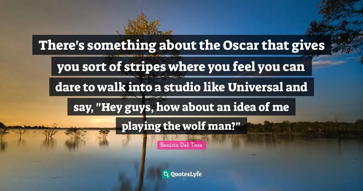There's something about the Oscar that gives you sort of stripes where you feel you can dare to walk into a studio like Universal and say, "Hey guys, how about an idea of me playing the wolf man?"