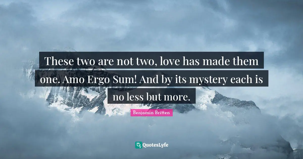 These two are not two, love has made them one. Amo Ergo Sum! And by its mystery each is no less but more.