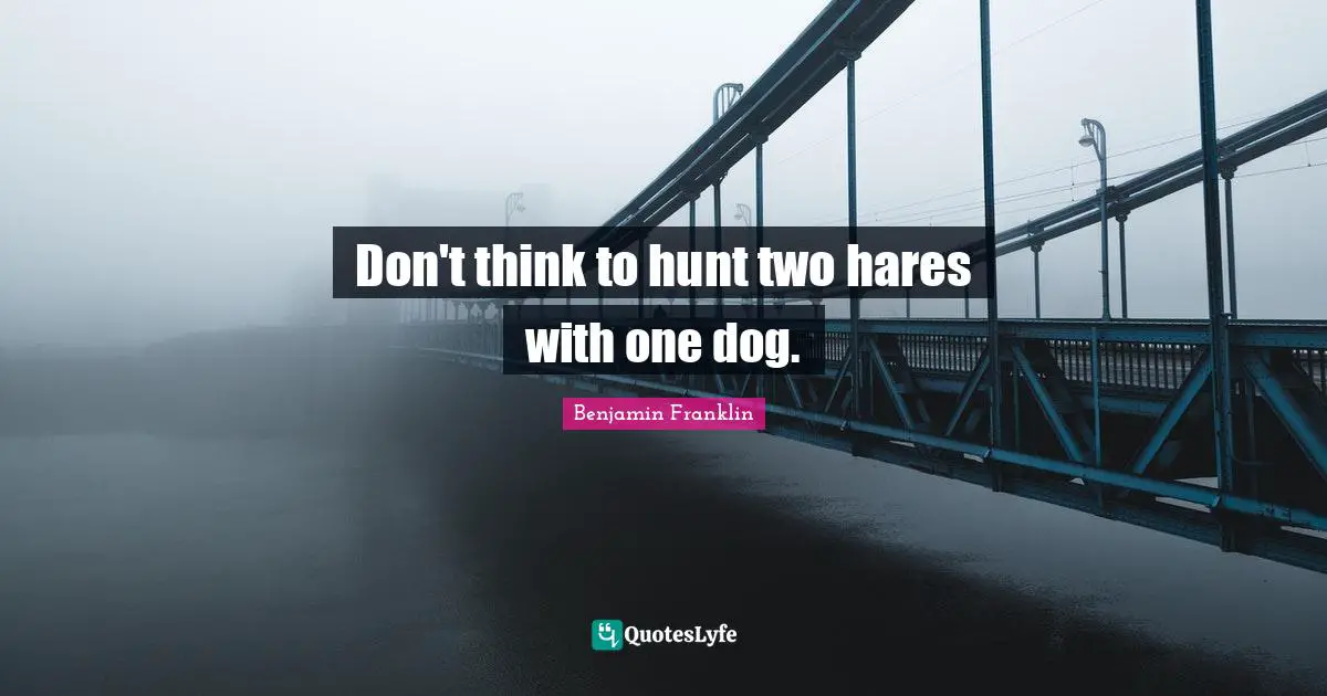 Don't think to hunt two hares with one dog.