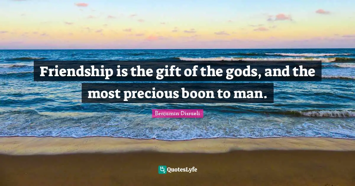 Friendship is the gift of the gods, and the most precious boon to man.