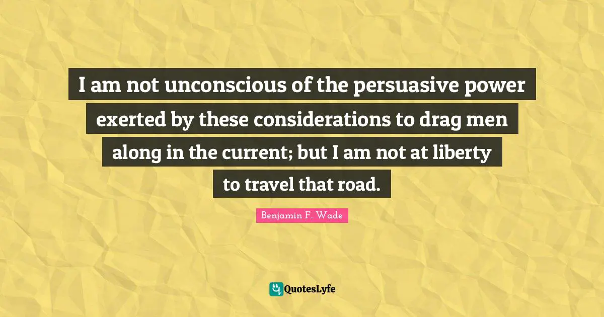 I am not unconscious of the persuasive power exerted by these considerations to drag men along in the current; but I am not at liberty to travel that road.