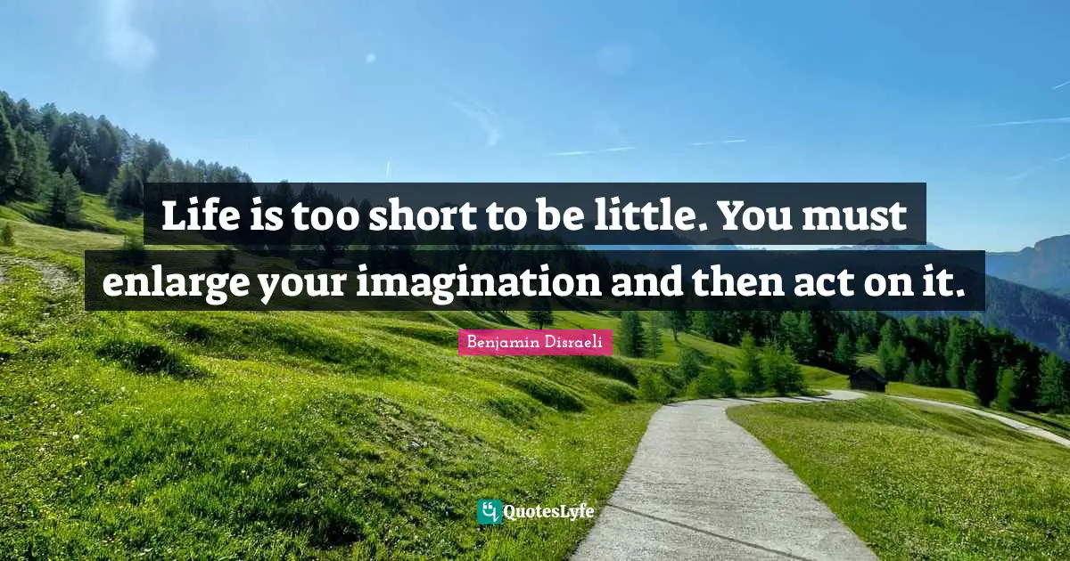 Life is too short to be little. You must enlarge your imagination and then act on it.