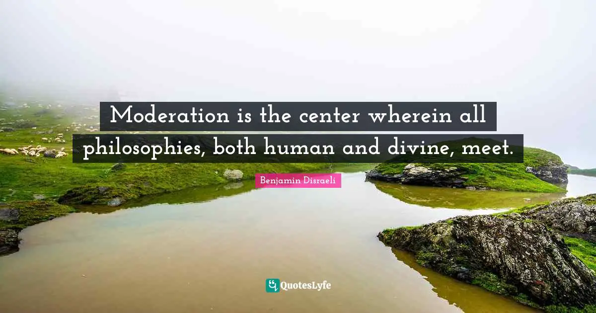 Moderation is the center wherein all philosophies, both human and divine, meet.