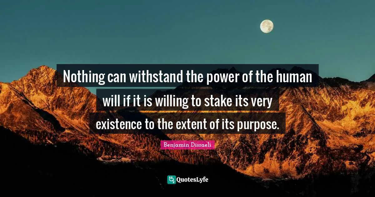 Nothing can withstand the power of the human will if it is willing to stake its very existence to the extent of its purpose.