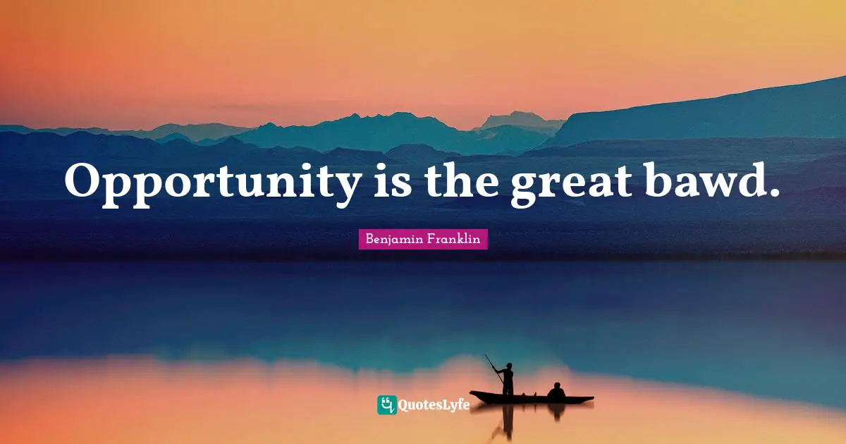 Opportunity is the great bawd.