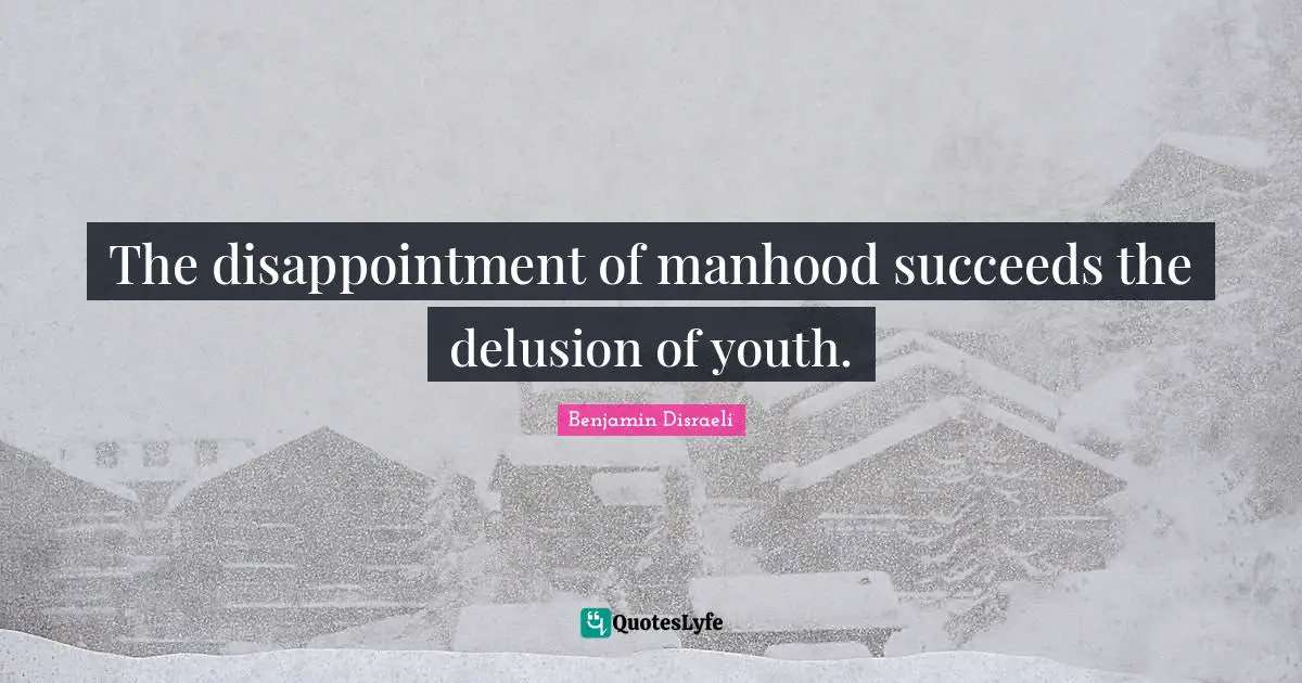The disappointment of manhood succeeds the delusion of youth.
