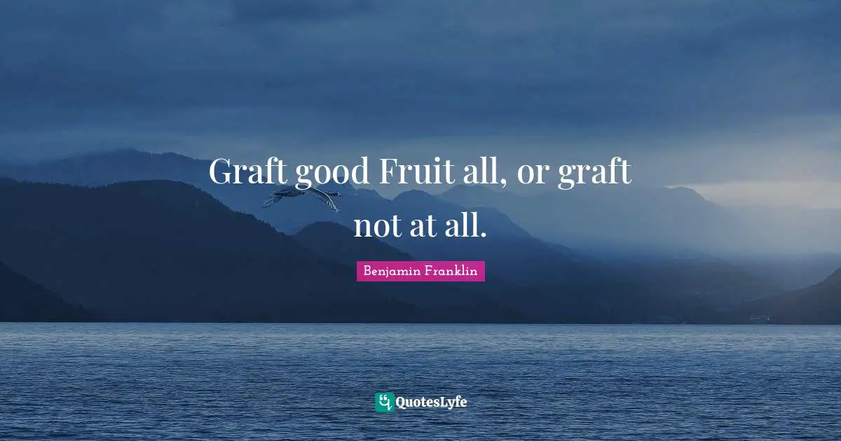 Graft good Fruit all, or graft not at all.