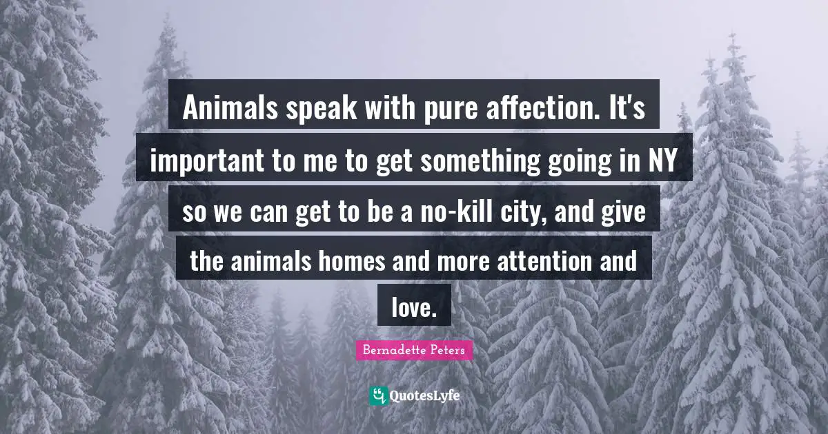 Animals speak with pure affection. It's important to me to get something going in NY so we can get to be a no-kill city, and give the animals homes and more attention and love.