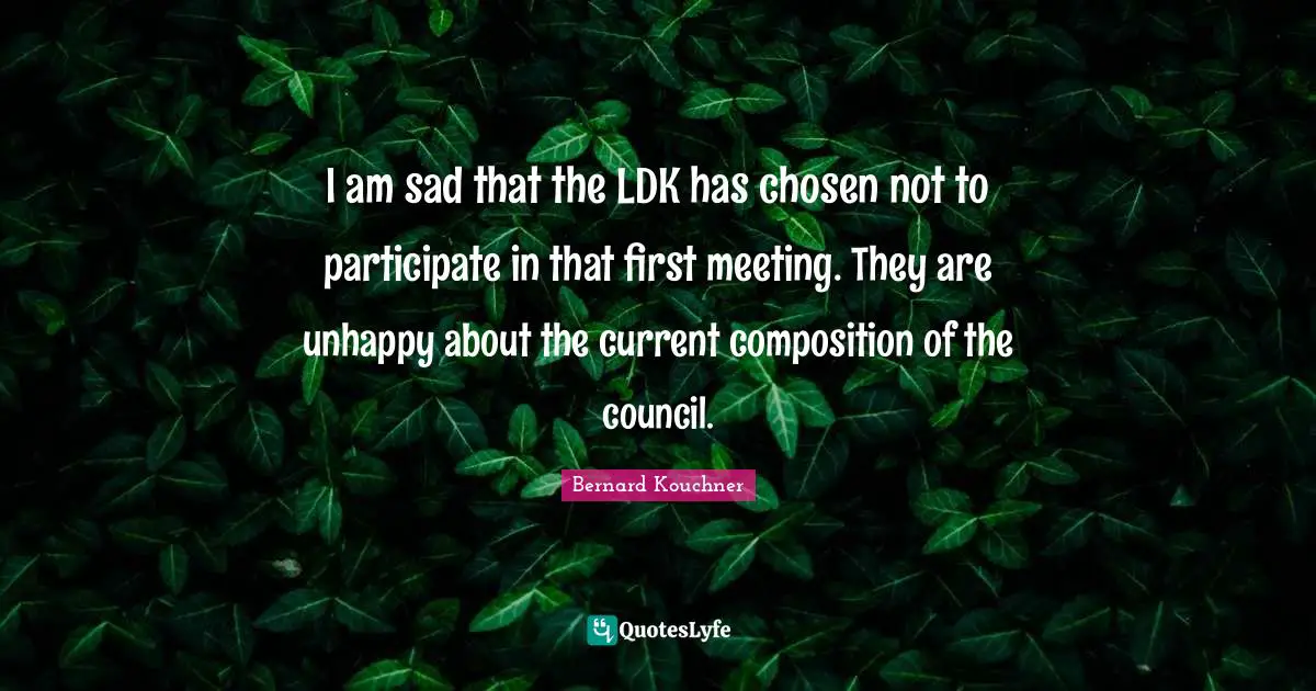 I am sad that the LDK has chosen not to participate in that first meeting. They are unhappy about the current composition of the council.
