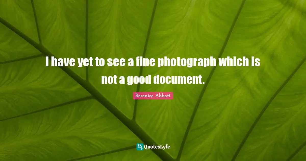 I have yet to see a fine photograph which is not a good document.