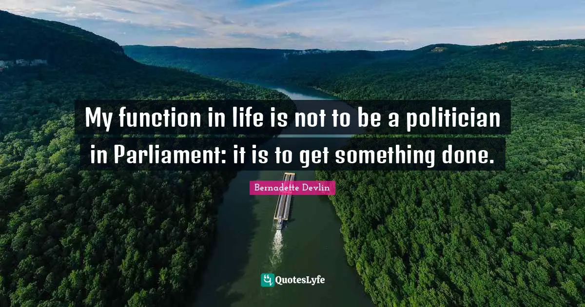 Politician Quotes: "My function in life is not to be a politician in Parliament: it is to get something done."