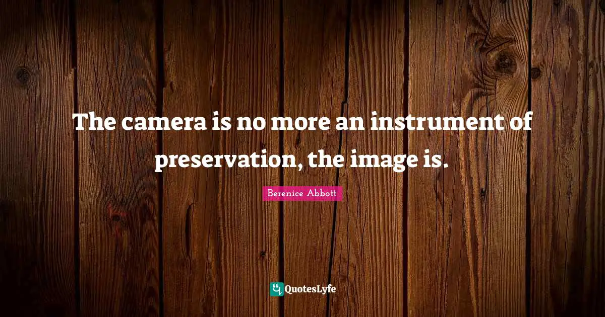 The camera is no more an instrument of preservation, the image is.