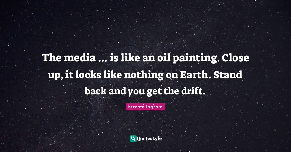 The media ... is like an oil painting. Close up, it looks like nothing on Earth. Stand back and you get the drift.