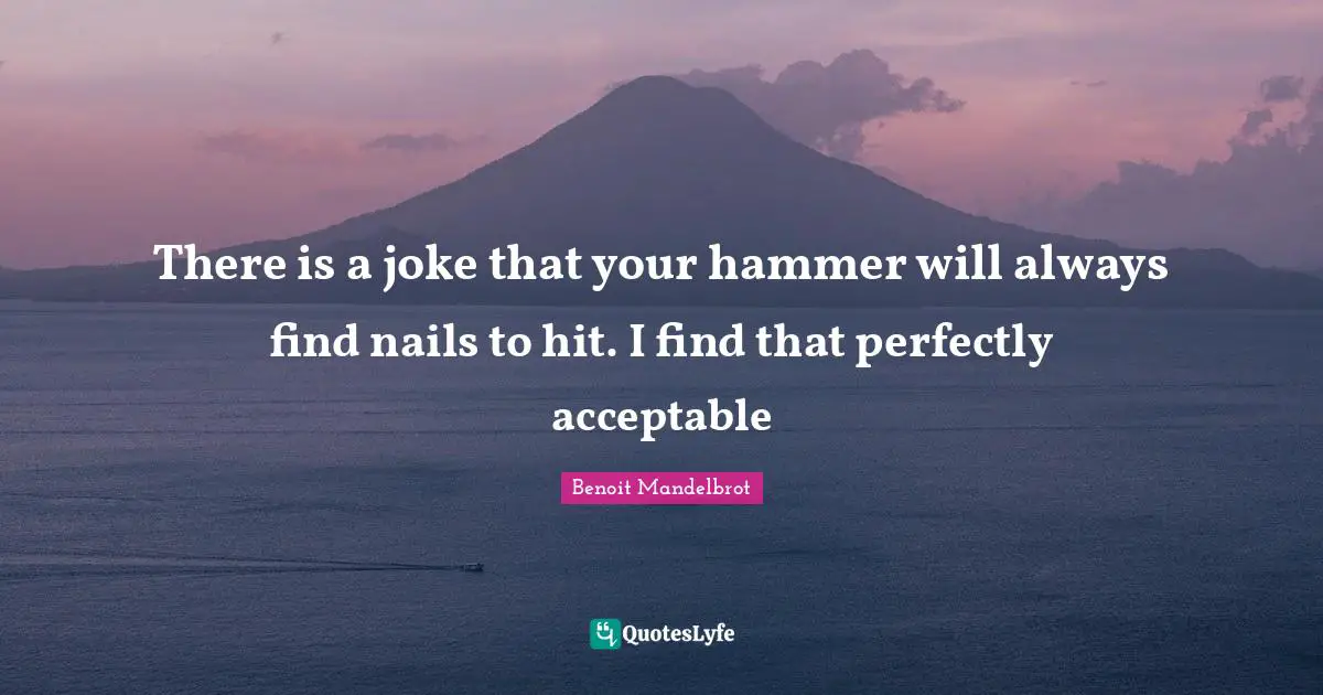 Benoit Mandelbrot Quotes: "There is a joke that your hammer will always find nails to hit. I find that perfectly acceptable"