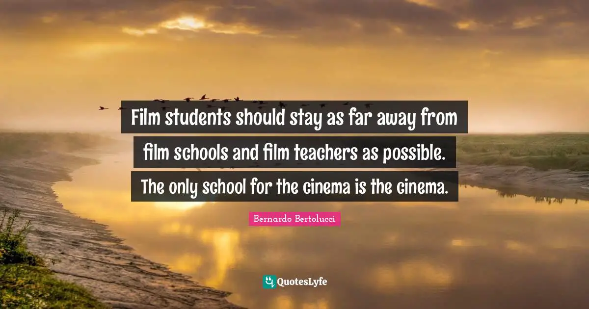 Film students should stay as far away from film schools and film teachers as possible. The only school for the cinema is the cinema.