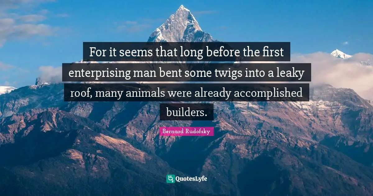 For it seems that long before the first enterprising man bent some twigs into a leaky roof, many animals were already accomplished builders.