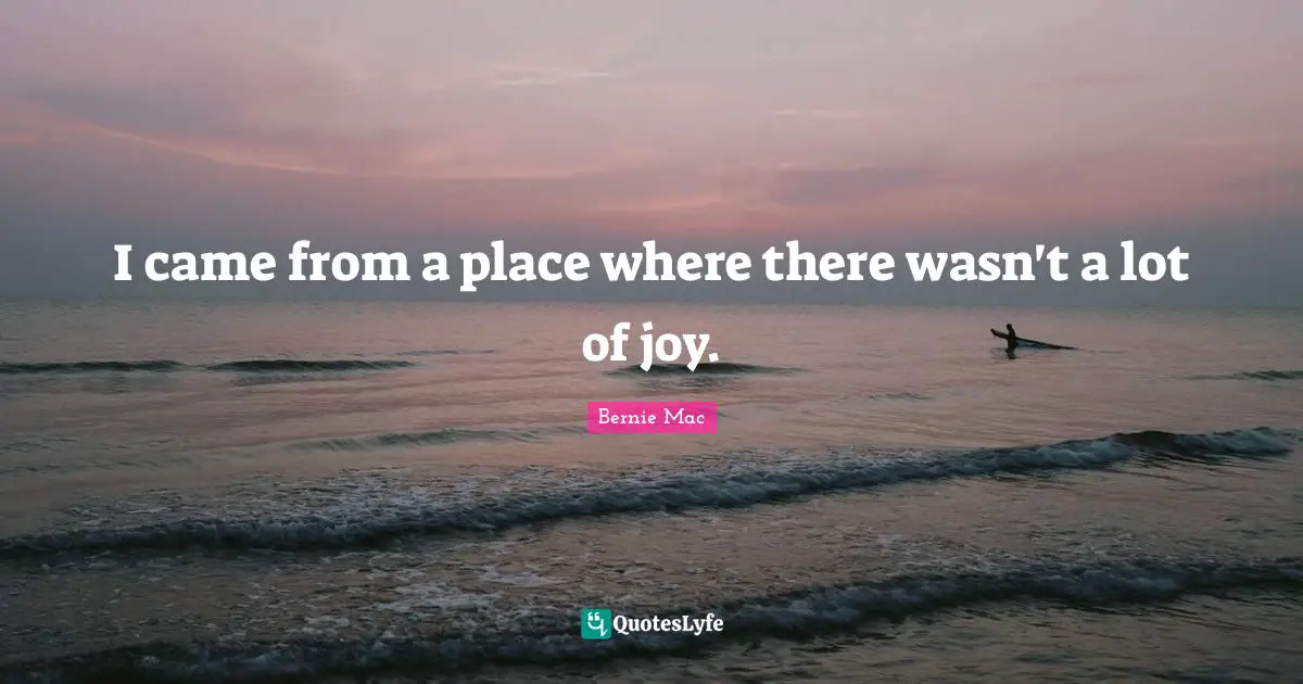 Bernie Mac Quotes: "I came from a place where there wasn't a lot of joy."