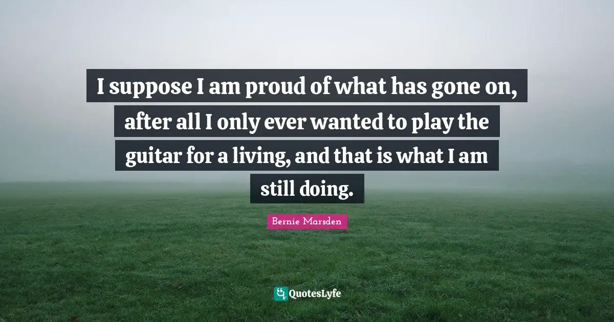 I suppose I am proud of what has gone on, after all I only ever wanted to play the guitar for a living, and that is what I am still doing.
