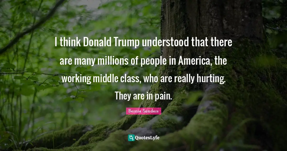 I think Donald Trump understood that there are many millions of people in America, the working middle class, who are really hurting. They are in pain.