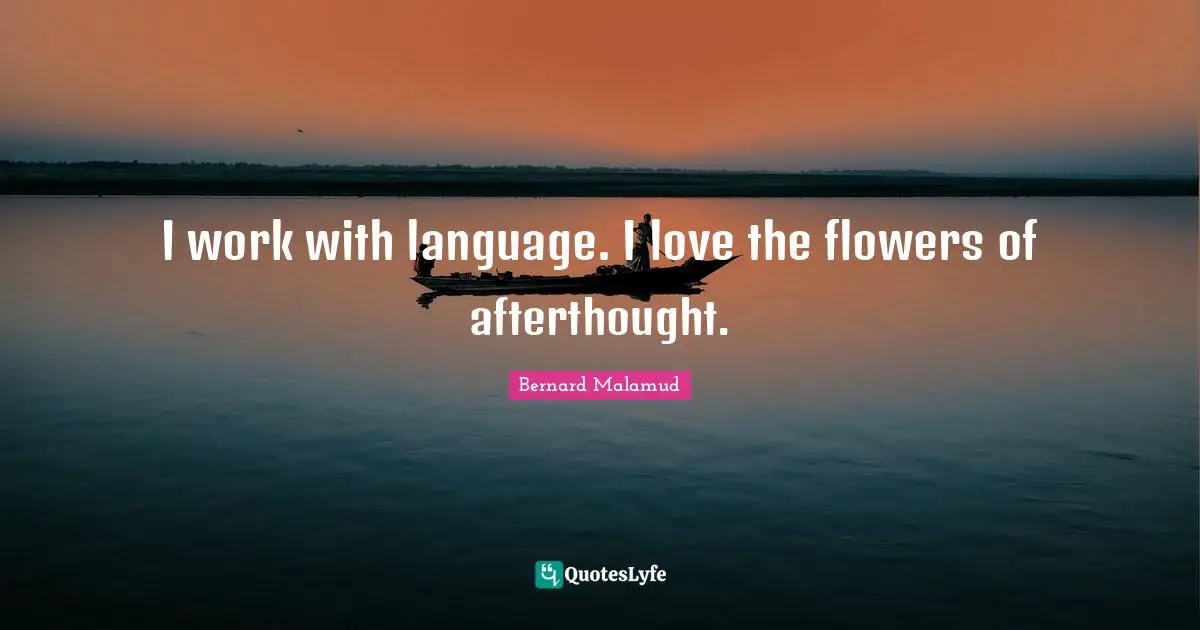 I work with language. I love the flowers of afterthought.