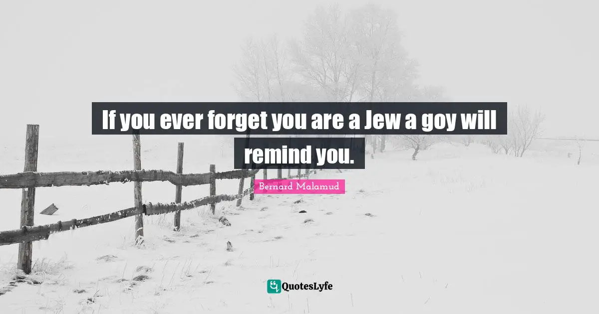If you ever forget you are a Jew a goy will remind you.