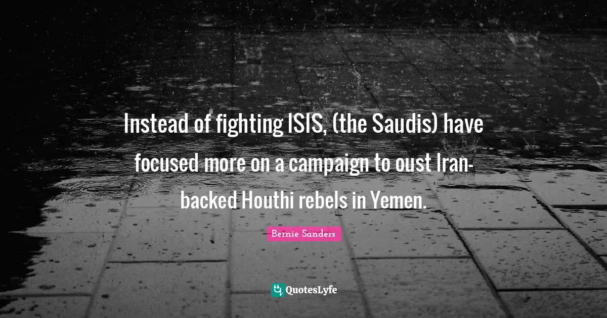 Instead of fighting ISIS, (the Saudis) have focused more on a campaign to oust Iran-backed Houthi rebels in Yemen.