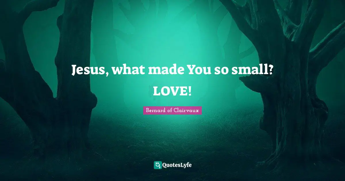 Bernard Of Clairvaux Quotes: "Jesus, what made You so small? LOVE!"