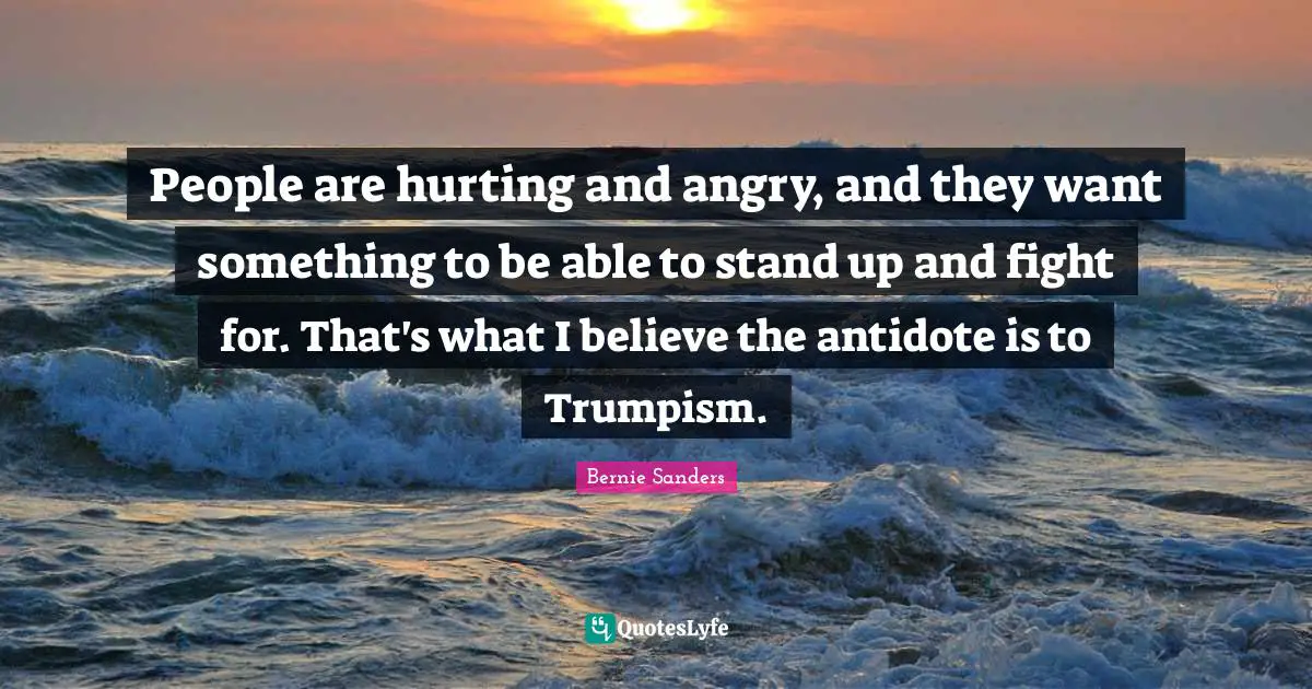 People are hurting and angry, and they want something to be able to stand up and fight for. That's what I believe the antidote is to Trumpism.