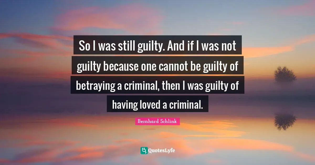 So I was still guilty. And if I was not guilty because one cannot be guilty of betraying a criminal, then I was guilty of having loved a criminal.