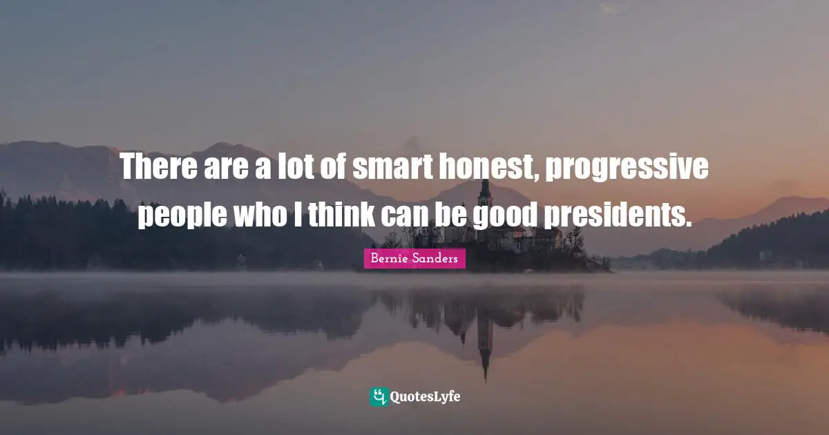 There are a lot of smart honest, progressive people who I think can be good presidents.