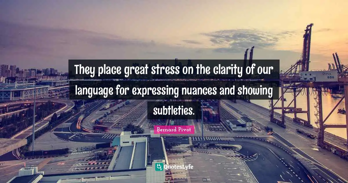 They place great stress on the clarity of our language for expressing nuances and showing subtleties.