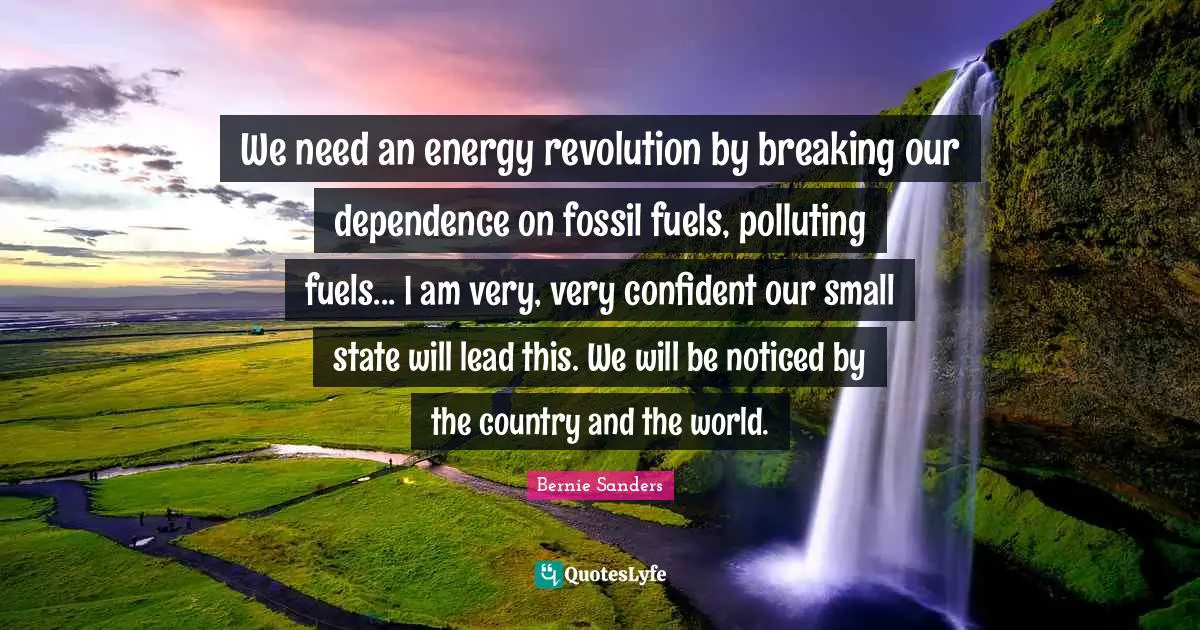 We need an energy revolution by breaking our dependence on fossil fuels, polluting fuels... I am very, very confident our small state will lead this. We will be noticed by the country and the world.