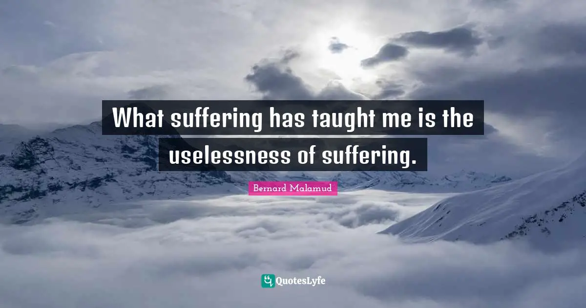 What suffering has taught me is the uselessness of suffering.