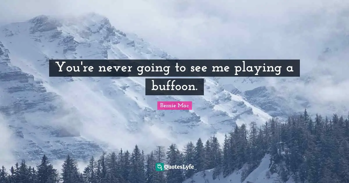 Bernie Mac Quotes: "You're never going to see me playing a buffoon."