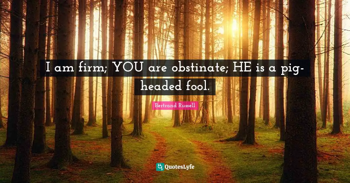 I am firm; YOU are obstinate; HE is a pig-headed fool.