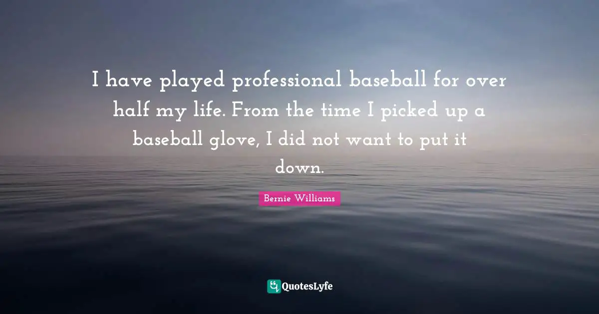I have played professional baseball for over half my life. From the time I picked up a baseball glove, I did not want to put it down.