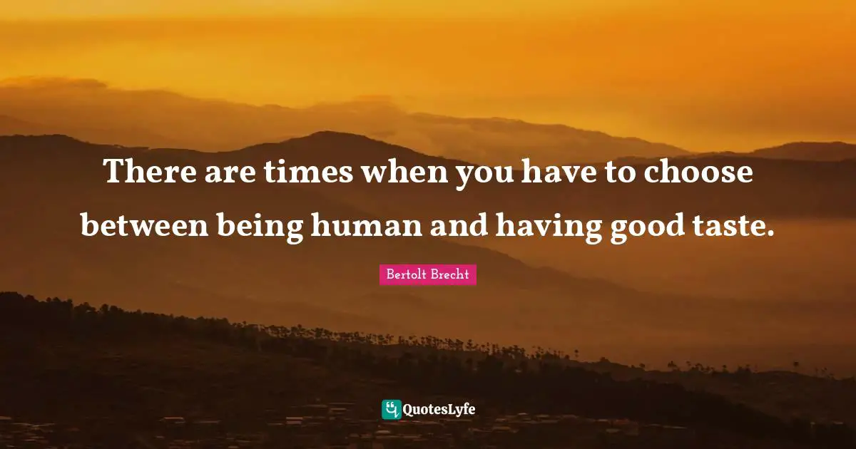 There are times when you have to choose between being human and having good taste.