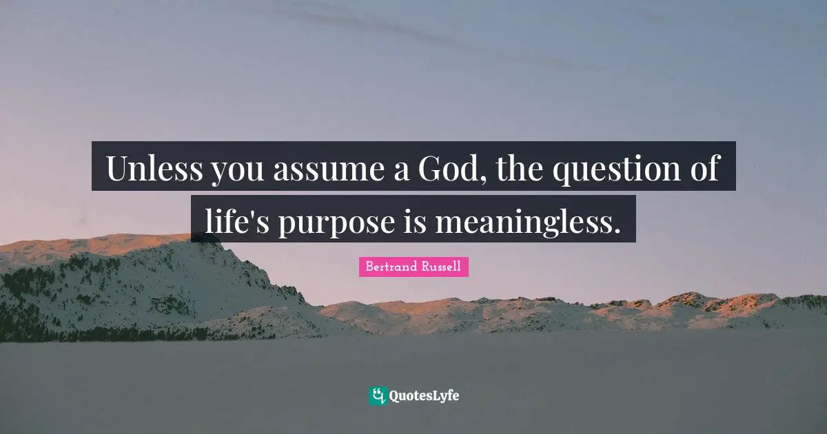 Unless you assume a God, the question of life's purpose is meaningless.