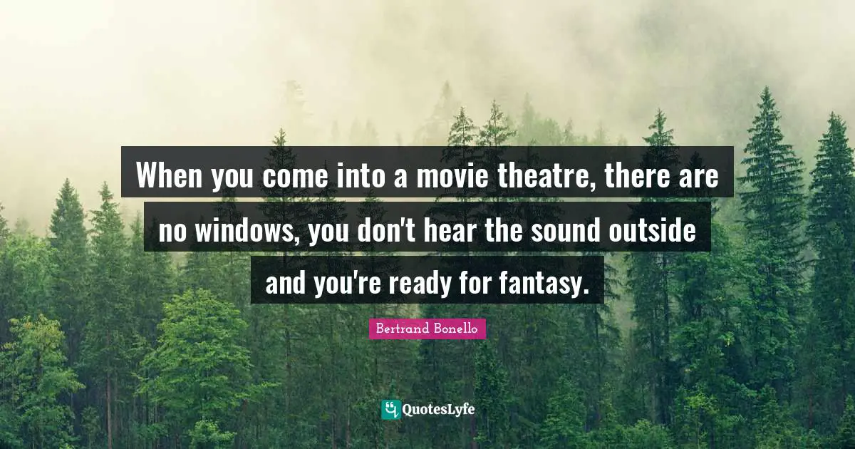 When you come into a movie theatre, there are no windows, you don't hear the sound outside and you're ready for fantasy.
