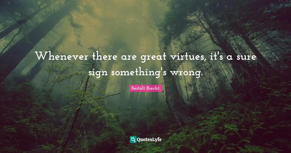 Whenever there are great virtues, it's a sure sign something's wrong.