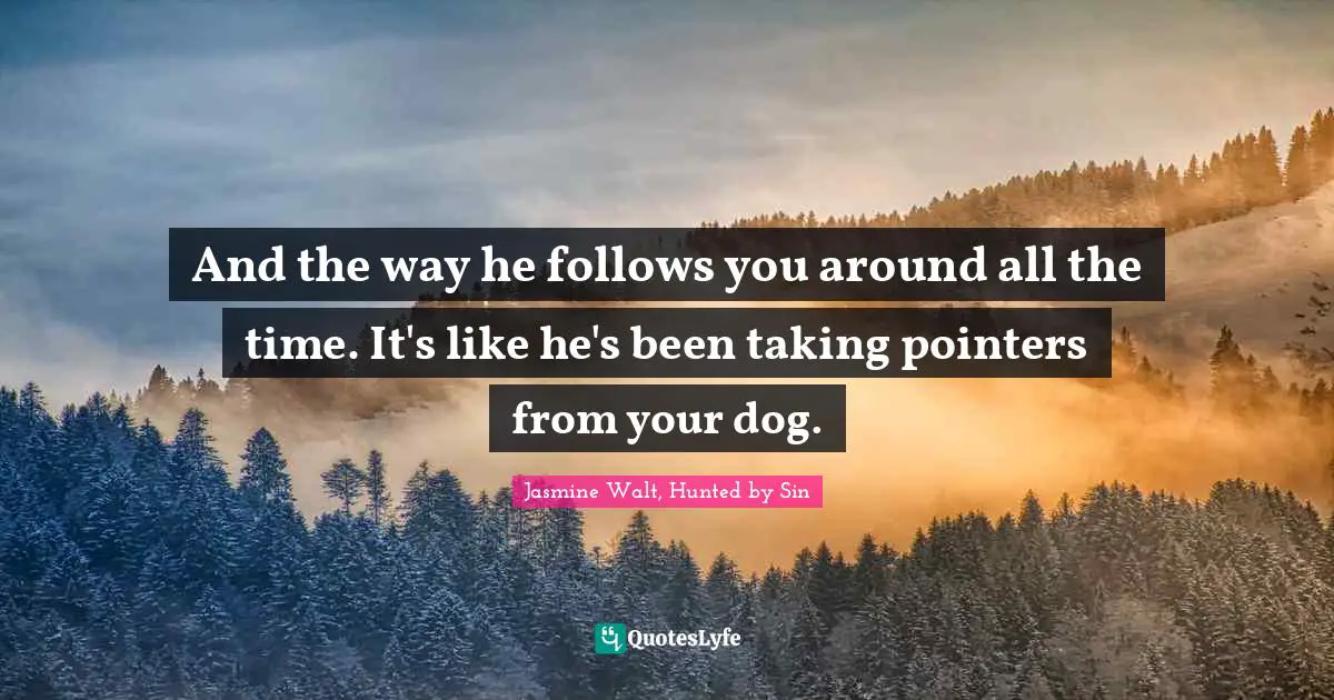 And the way he follows you around all the time. It's like he's been taking pointers from your dog.
