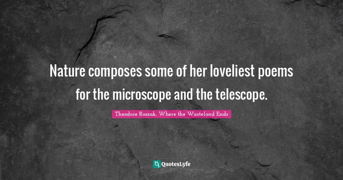 Nature composes some of her loveliest poems for the microscope and the telescope.