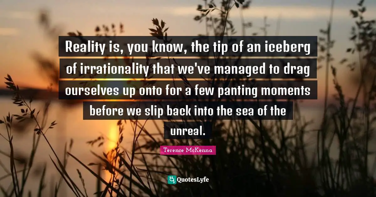 Rationality Quotes: "Reality is, you know, the tip of an iceberg of irrationality that we've managed to drag ourselves up onto for a few panting moments before we slip back into the sea of the unreal."