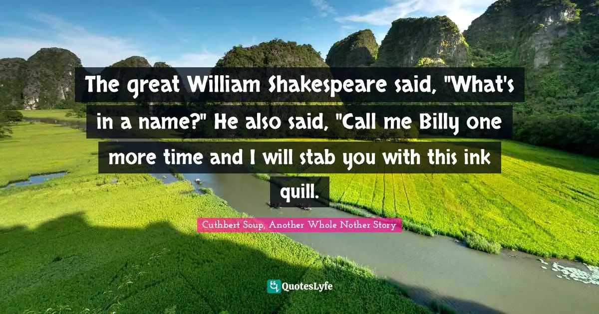 The great William Shakespeare said, "What's in a name?" He also said, "Call me Billy one more time and I will stab you with this ink quill.