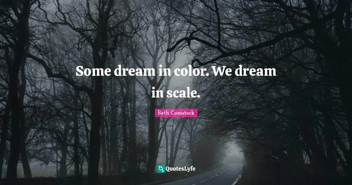 Some dream in color. We dream in scale.