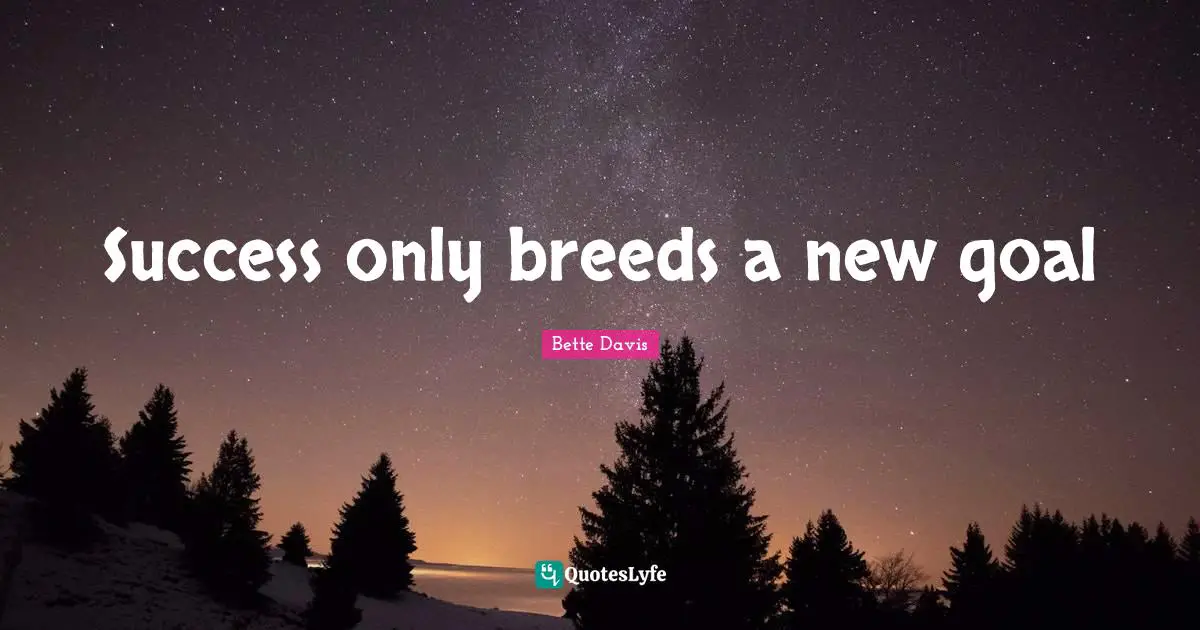 Success only breeds a new goal