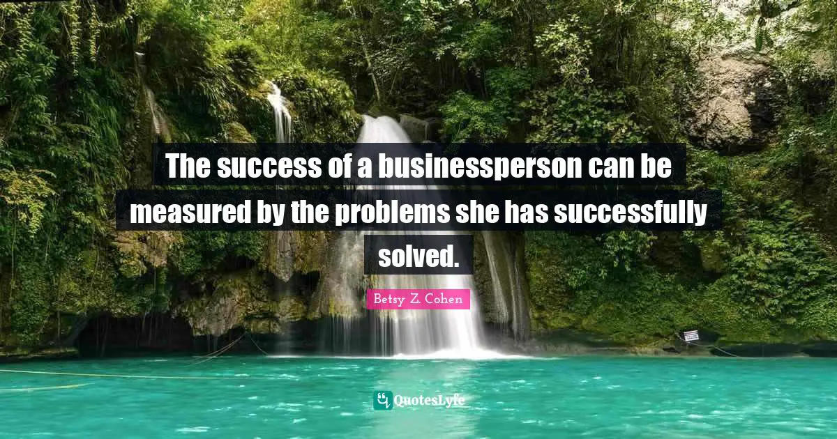 The success of a businessperson can be measured by the problems she has successfully solved.