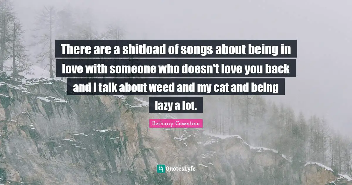 There are a shitload of songs about being in love with someone who doesn't love you back and I talk about weed and my cat and being lazy a lot.