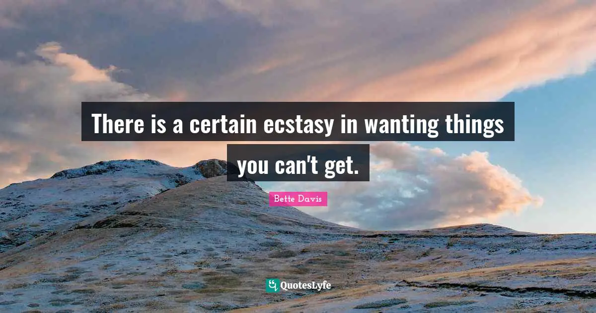 There is a certain ecstasy in wanting things you can't get.