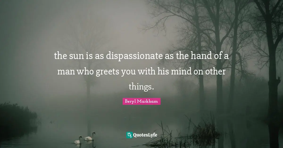 the sun is as dispassionate as the hand of a man who greets you with his mind on other things.